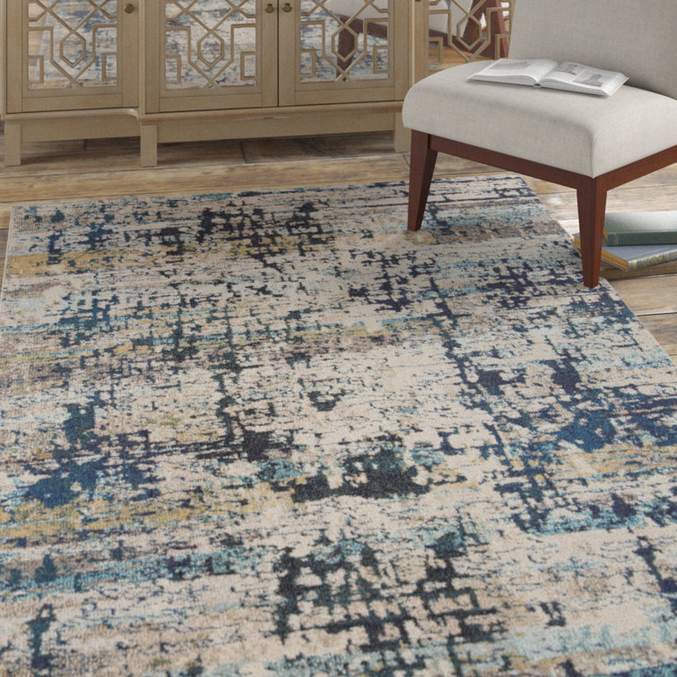 Langley Street Felty Abstract Cream/Blue Area Rug & Reviews Wayfair